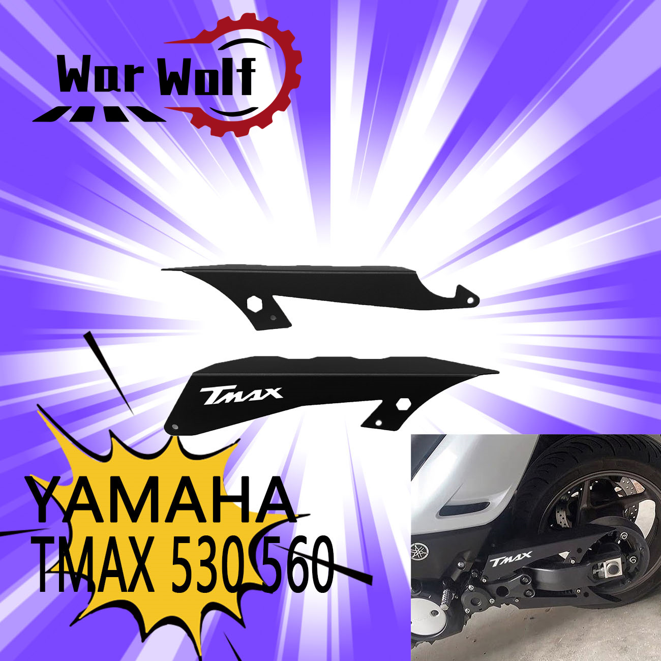 Tech Max Accessories - オートバイチェーンカバープロテクターチェーンガード CNC アルミアクセサリーヤマハ T-MAX530 T-MAX560 TECH