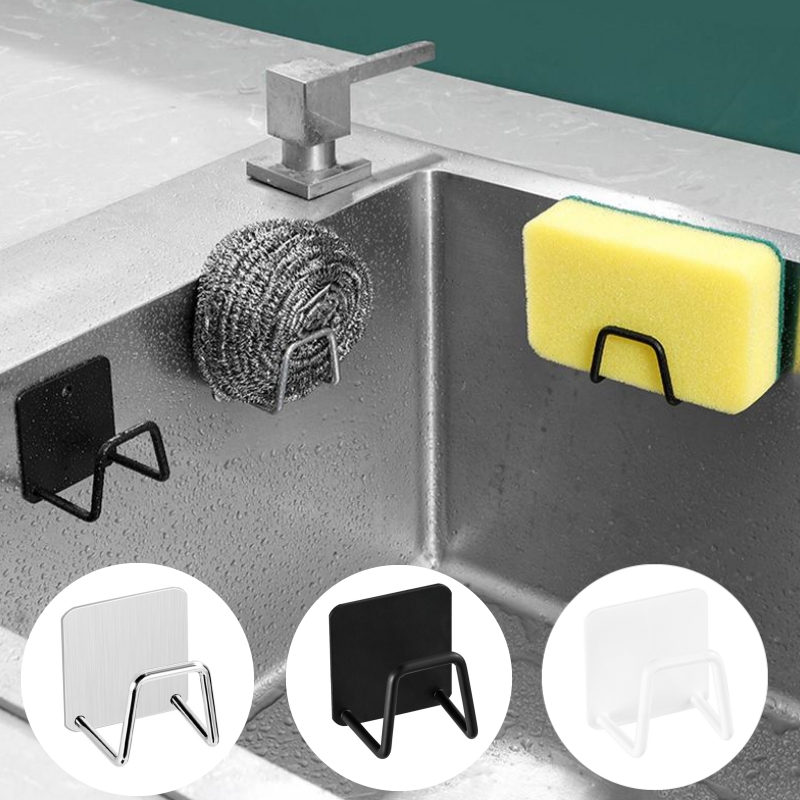 Tech Accessories Organizer - キッチンステンレス鋼シンクスポンジホルダー自己粘着排水乾燥ラックキッチン壁フックアクセサリー収納オーガナイザー