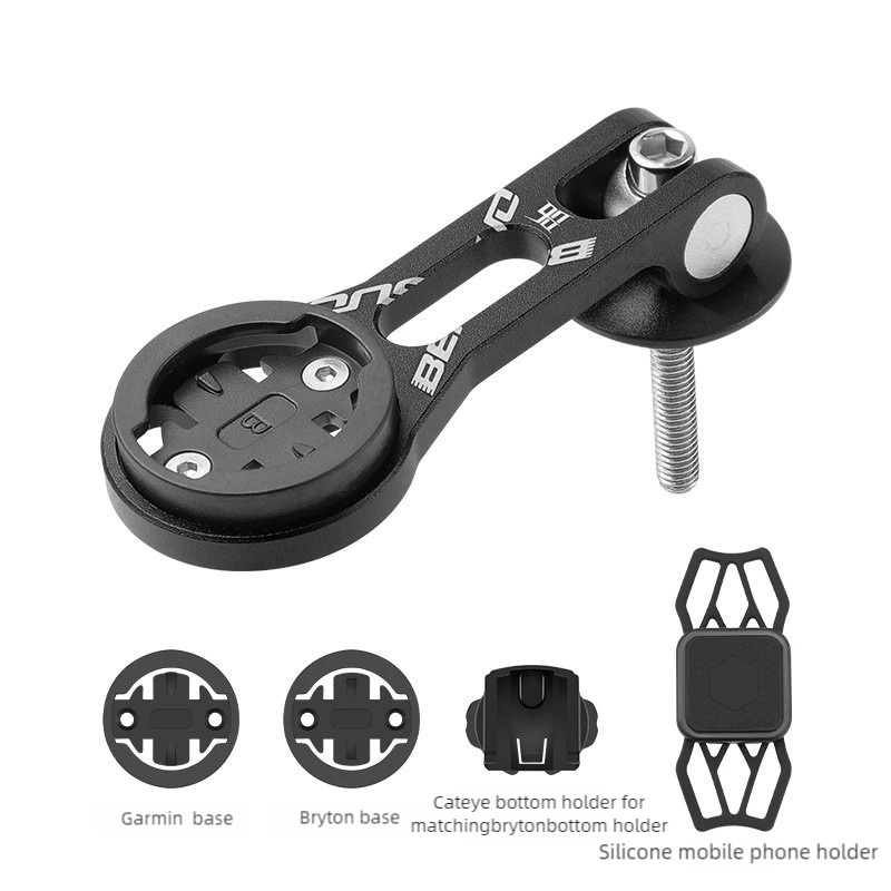 Phone Stand Aluminum - 自転車コンピュータ延長マウント MTB ロードバイクアルミ合金電話ブラケットシリコーン電話ホルダーガーミン Bryton Cateye 用