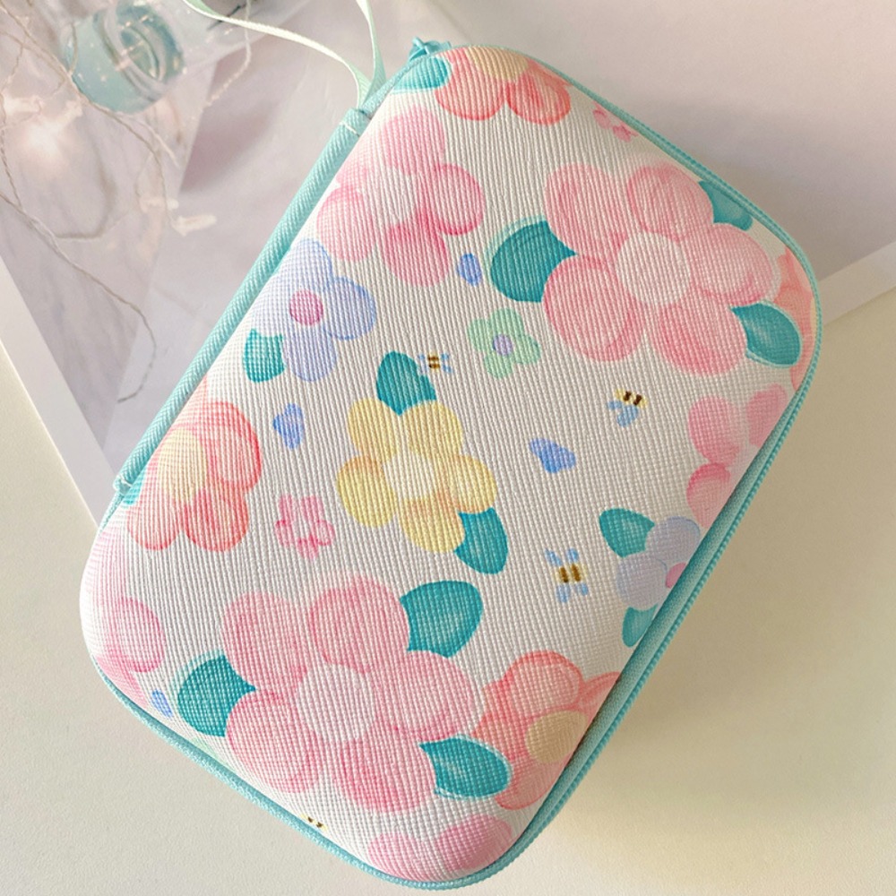 Tech Accessories Kit - 漫画プリントデータケーブル収納ボックスハードシェル耐衝撃性 Udisk ドライブオーガナイザージッパー EVA 充電器保護カバー