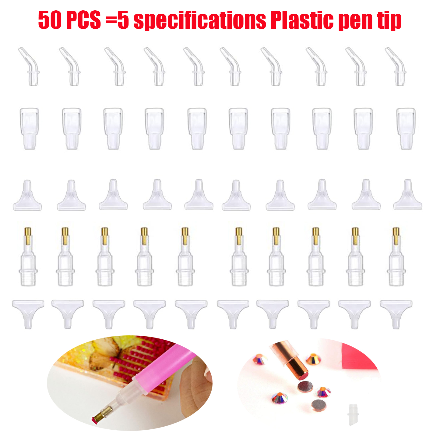 Useful Tech Accessories - 50個入り ダイヤモンドペインティング アートドリル ドットペンチップ マルチプレーサーヘッド ニブ
