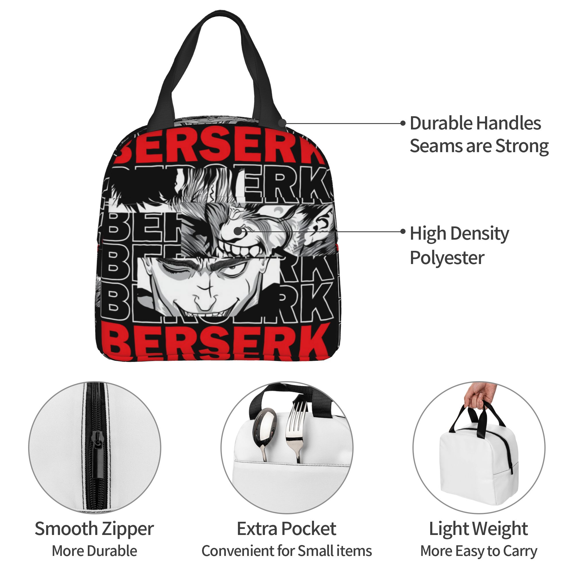 Tech Accessories Organizer - B-Berserks 断熱ランチバッグ ブランド刻印入り ウォリアーコミック ポータブルランチコンテナ 通勤