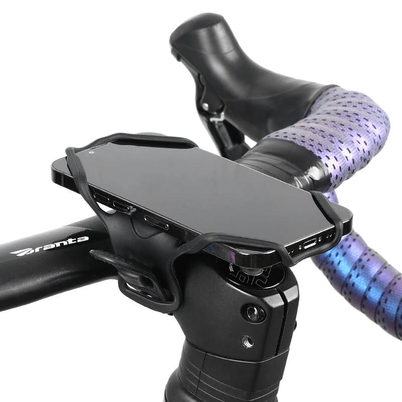 Phone Stand Aluminum - ユニバーサルシリコンバイク自転車オートバイマウントホルダーハンドルバー携帯電話クランプ