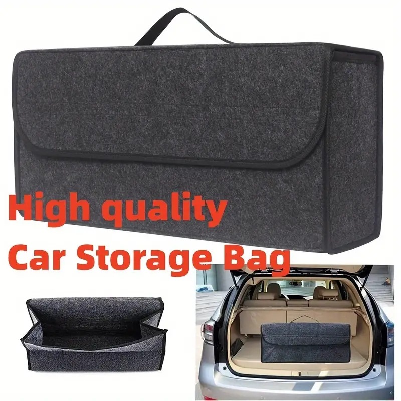 Tech Accessories Organizer - 車のトランク用ソフトオーガナイザー、フェルト製収納ボックス、滑り止め付き大型コンパートメント、ブーツ収納オーガナイザー、ツール収納バッグ