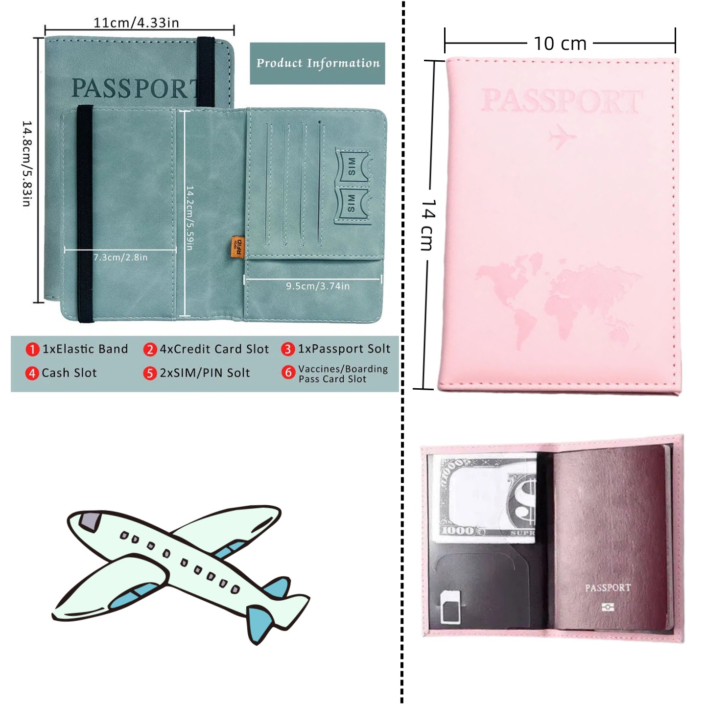 Useful Tech Accessories - ヴィンテージ RFID パスポートカバー 女性＆男性用 - 多機能