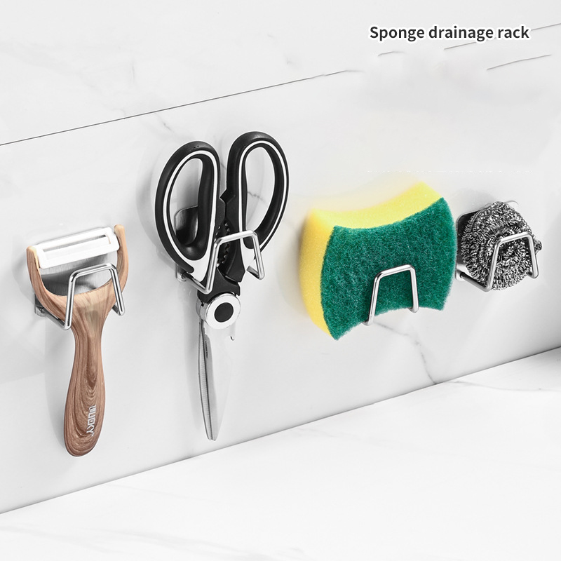 キッチンステンレス鋼シンクスポンジホルダー自己粘着排水乾燥ラ - Tech Accessories Organizer のレビューと価格