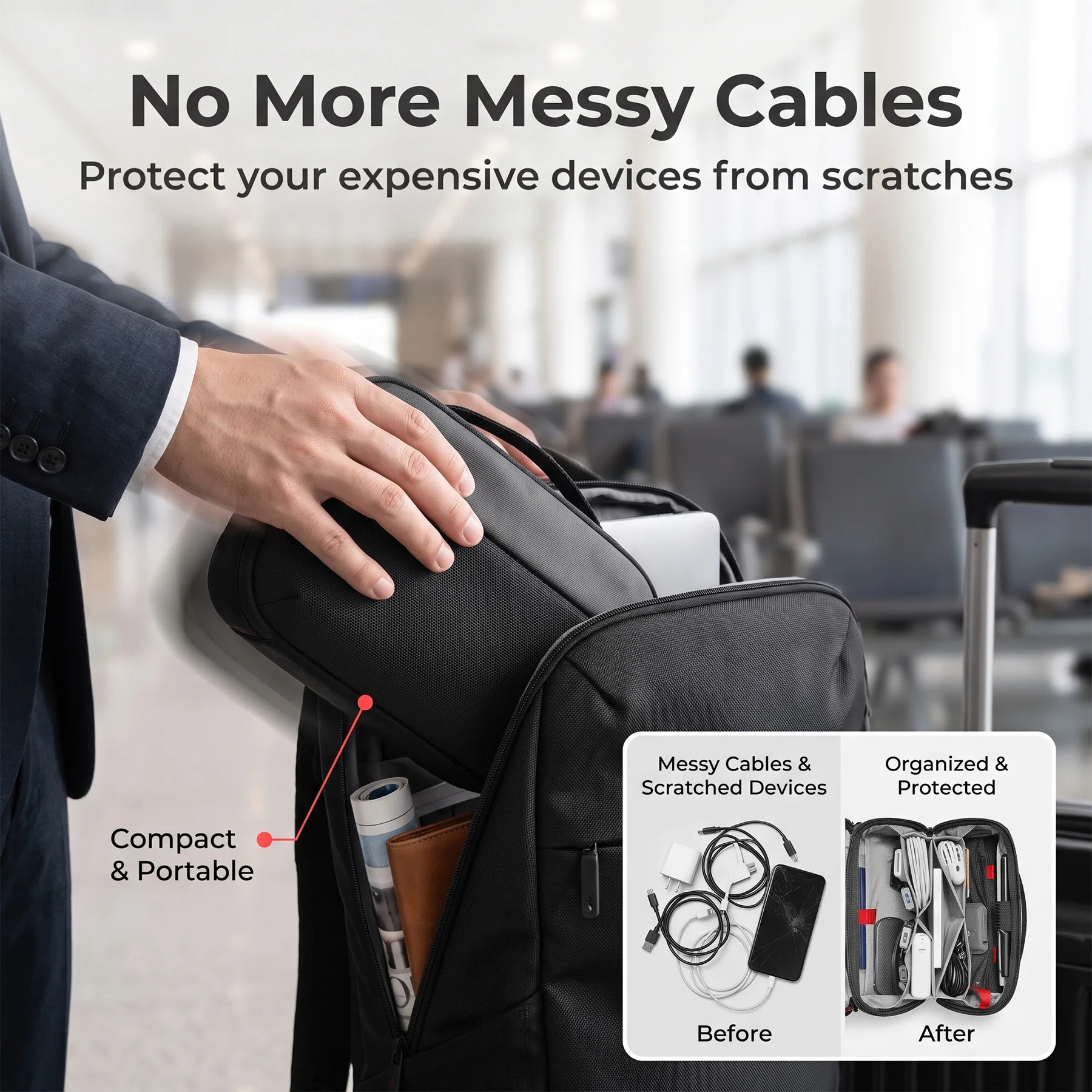 トラベルテックオーガナイザーポーチ、防水多機能電子機器アクセ - Tech Accessories Organizer のレビューと価格
