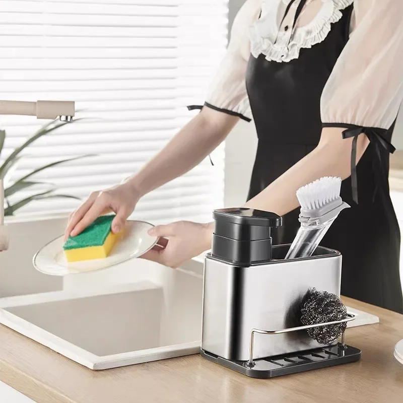 1PC 多機能ステンレス鋼食器石鹸ディスペンサースポンジホル - Tech Accessories Organizer のレビューと価格
