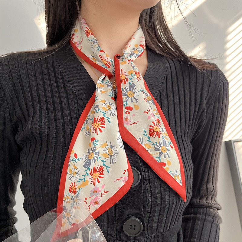 女性ファッション赤い花柄スカーフ新しいスタイル多機能バッグバ - Useful Tech Accessories のレビューと価格